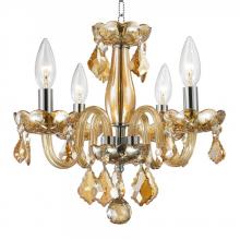  W83100C16-AM - Clarion 4-Light Chrome Finish and Amber Crystal Chandelier 16 in. Dia x 12 in. H Mini