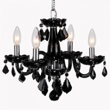  W83100C16-BL - Clarion 4-Light Chrome Finish and Black Crystal Chandelier 16 in. Dia x 12 in. H Mini