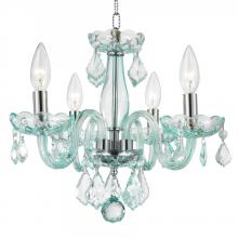  W83100C16-CB - Clarion 4-Light Chrome Finish and Coral Blue Turquoise Crystal Chandelier 16 in. Dia x 12 in. H Mini