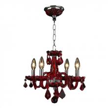  W83100C16-SB - Clarion 4-Light Chrome Finish and Strawberry Red Crystal Chandelier 16 in. Dia x 12 in. H Mini