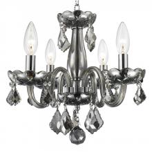  W83100C16-SM - Clarion 4-Light Chrome Finish and Smoke Crystal Chandelier 16 in. Dia x 12 in. H Mini