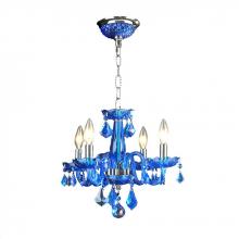  W83100C16-SP - Clarion 4-Light Chrome Finish and Sapphire Blue Crystal Chandelier 16 in. Dia x 12 in. H Mini