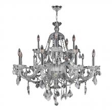  W83101C35-CL - Provence 15-Light Chrome Finish and Clear Crystal Chandelier 35 in. Dia x 31 in. H Two 2 Tier Large