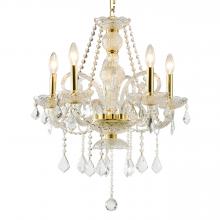  W83102G20-CL - Provence 5-Light Gold Finish and Clear Crystal Chandelier 20 in. Dia x 22 in. H Medium