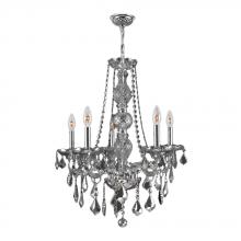  W83104C21-SM - Provence 5-Light Chrome Finish and Smoke Crystal Chandelier 21 in. Dia x 26 in. H Medium