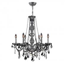 Worldwide Lighting Corp W83105C24-SM - Provence 6-Light Chrome Finish and Smoke Crystal Chandelier 24 in. Dia x 28 in. H Large