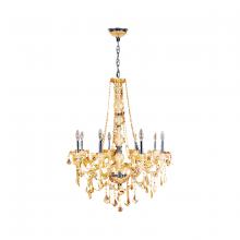  W83106C28-AM - Provence 8-Light Chrome Finish and Amber Crystal Chandelier 28 in. Dia x 34 in. H Large