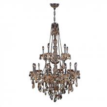  W83107C33-AM - Provence 15-Light Chrome Finish and Amber Crystal Chandelier 33 in. Dia x 52 in. H Two 2 Tier Large