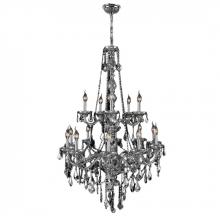  W83107C33-CH - Provence 15-Light Chrome Finish and Chrome Crystal Chandelier 33 in. Dia x 52 in. H Two 2 Tier Large