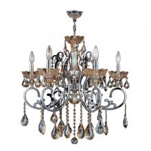  W83109C26-AM - Kronos Collection 6 Light Chrome Finish and Amber Crystal Chandelier 26" D x 24" H Large