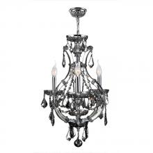  W83114C16-CH - Lyre Collection 4 Light Chrome Finish and Chrome Crystal Chandelier 16" D x 28" H Mini