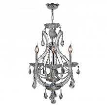 Worldwide Lighting Corp W83114C16-CL - Lyre Collection 4 Light Chrome Finish and Clear Crystal Chandelier 16" D x 28" H Mini