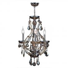 Worldwide Lighting Corp W83114C16-GT - Lyre Collection 4 Light Chrome Finish and Golden Teak Crystal Chandelier 16" D x 28" H Mini