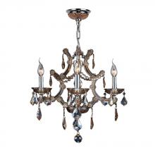 Worldwide Lighting Corp W83115C19-AM - Lyre Collection 4 Light Chrome Finish and Amber Crystal Chandelier 19" D x 18" H Medium