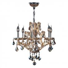 Worldwide Lighting Corp W83117C20-AM - Maria Theresa 6-Light Chrome Finish and Amber Crystal Chandelier 20 in. Dia x 19 in. H Medium