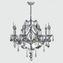  W83118C26-GT - Lyre Collection 8 Light Chrome Finish and Golden Teak Crystal Chandelier 26" D x 22" H Large