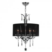  W83133C16 - Gatsby 4-Light Chrome Finish and Clear Crystal Chandelier with Black String drum Shade 16 in. Dia x