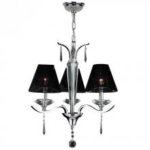Worldwide Lighting Corp W83133C20 - Gatsby Collection 3 Light Arm Chrome Finish and Clear Crystal Chandelier with Black String Empire Sh