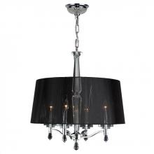 Worldwide Lighting Corp W83135C18 - Gatsby 4-Light Chrome Finish and Clear Crystal Chandelier with Black String drum Shade 18 in. Dia x 