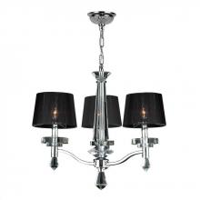 Worldwide Lighting Corp W83135C22 - Gatsby Collection 3 Light Arm Chrome Finish and Clear Crystal Chandelier with Black String Empire Sh
