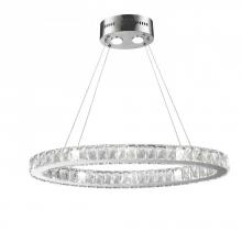  W83147KC28-3500K - Galaxy 12 Integrated LEd Light Chrome Finish diamond Cut Crystal Oval Ring Chandelier 3500K 28 in. L