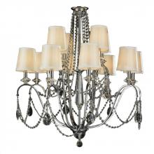  W83156C35 - Innsbruck 12-Light Chrome Finish and Clear Crystal with Ivory Silk Shade Chandelier 35 in. Dia x 35 