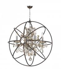  W83190C24-GT - Armillary 4-Light dark Bronze Finish and Golden Teak Crystal Foucault's Orb Chandelier 24 in. Di