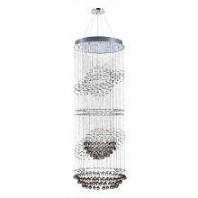  W83255C26 - Saturn 9-Light Chrome Finish and Clear Crystal Galaxy Chandelier 26 in. Dia x 72 in. H Two 2 Tier La