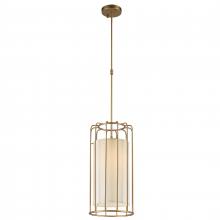  W83290MG10 - Sprocket 1-Light Metal Cage Pendant Light in Matte Gold Finish with Ivory Shade 10 in. Dia x 20 in. 