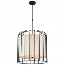 Worldwide Lighting Corp W83292MB24 - Sprocket 9-Light Metal Cage Pendant Light in Matte Black Finish with Ivory Shade 24 in. Dia x 24 in.