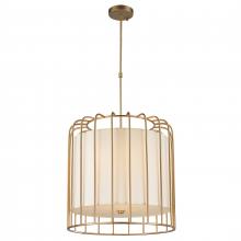 Worldwide Lighting Corp W83292MG24 - Sprocket 9-Light Metal Cage Pendant Light in Matte Gold Finish with Ivory Shade 24 in. Dia x 24 in.