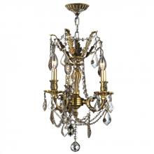  W83302BP13-GT - Windsor 3-Light Antique Bronze Finish and Golden Teak Crystal Mini Chandelier 13 in. Dia x 18 in. H