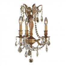  W83302FG13-GT - Windsor 3-Light French Gold Finish and Golden Teak Crystal Mini Chandelier 13 in. Dia x 18 in. H