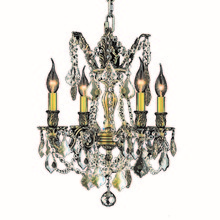  W83303BP17-GT - Windsor 4-Light Antique Bronze Finish and Golden Teak Crystal Chandelier 17 in. Dia x 21 in. H Mediu