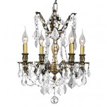 Worldwide Lighting Corp W83303BP17-CL - Windsor 4-Light Antique Bronze Finish and Clear Crystal Chandelier 17 in. Dia x 21 in. H Medium