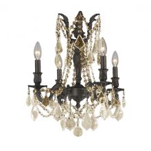  W83303F17-GT - Windsor 4-Light dark Bronze Finish and Golden Teak Crystal Chandelier 17 in. Dia x 21 in. H Medium