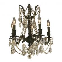  W83304F18-GT - Windsor 5-Light dark Bronze Finish and Golden Teak Crystal Chandelier 18 in. Dia x 19 in. H Medium