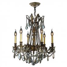  W83305BP23-GT - Windsor 6-Light Antique Bronze Finish and Golden Teak Crystal Chandelier 23 in. Dia x 26 in. H Mediu