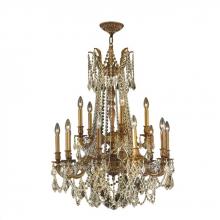  W83310FG28-GT - Windsor 15-Light French Gold Finish and Golden Teak Crystal Chandelier 28 in. Dia x 36 in. H Two 2 T