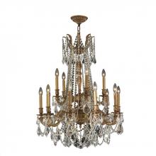  W83310FG28-CL - Windsor 15-Light French Gold Finish and Clear Crystal Chandelier 28 in. Dia x 36 in. H Two 2 Tier La