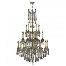  W83311BP38-GT - Windsor 25-Light Antique Bronze Finish and Golden Teak Crystal Chandelier 38 in. Dia x 62 in. H Thre