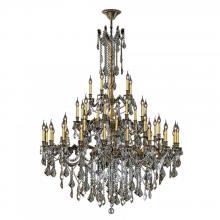  W83312BP54-GT - Windsor 45-Light Antique Bronze Finish and Golden Teak Crystal Chandelier 54 in. Dia x 66 in. H Four