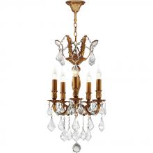 Worldwide Lighting Corp W83319FG15 - Versailles 5-Light French Gold Finish and Clear Crystal Mini Chandelier 15 in. Dia x 22 in. H