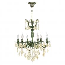  W83328B23-GT - Versailles Collection 6 Light Antique Bronze Finish and Golden Teak Crystal Chandelier 23" D x 2