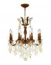  W83337FG22-GT - Versailles Collection 8 Light French Gold Finish and Golden Teak Crystal Chandelier 22" D x 26&#