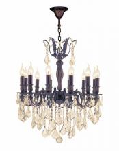  W83339F24-GT - Versailles Collection 12 Light Flemish Brass Finish and Golden Teak Crystal Chandelier 24" D x 2