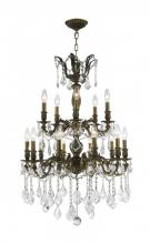  W83347B24 - Versailles 15-Light Antique Bronze Finish and Clear Crystal Chandelier 24 in. Dia x 35 in. H Two 2 T