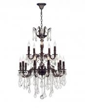  W83348F24 - Versailles 18-Light dark Bronze Finish and Clear Crystal Chandelier 24 in. Dia x 35 in. H Two 2 Tier