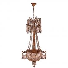  W83355FG20-GT - Winchester 3-Light French Gold Finish and Golden Teak Crystal Chandelier 20 in. Dia x 34 in. H Mediu