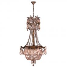  W83355FG24-GT - Winchester 4-Light French Gold Finish and Golden Teak Crystal Chandelier 24 in. Dia x 40 in. H Mediu